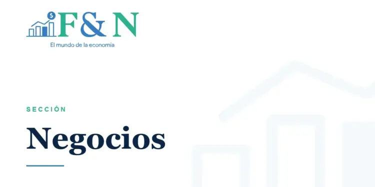 Logo de Finanzas y Negocios con gráfico de barras y signo de dólar. Título 'SECCIÓN Negocios' sobre fondo blanco con gráficos económicos.