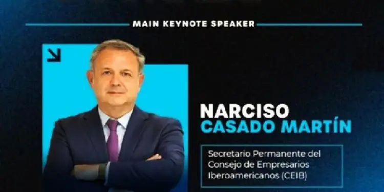 Cartel de Cumbre Regional Confianza 2026 con el ponente Narciso Casado Martín, Secretario Permanente del CEIB.