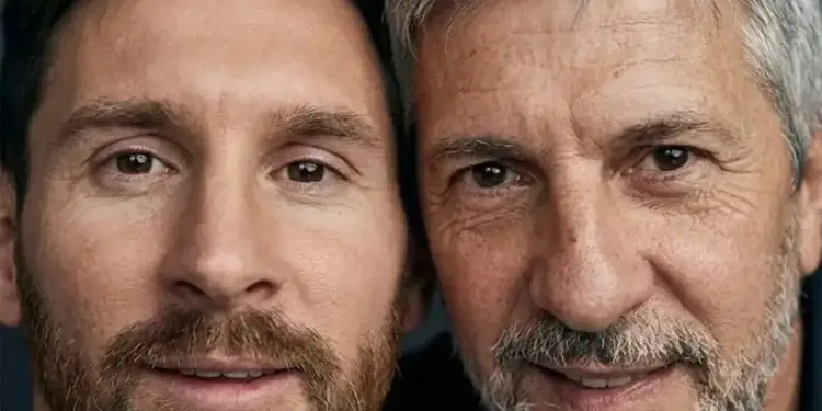 Primer plano de dos hombres, uno joven con cabello oscuro y barba, y otro mayor con cabello y barba grises, ambos sonriendo ligeramente.