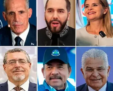 Seis retratos de figuras profesionales. Hombres y una mujer, algunos con trajes, otros con vestimenta más casual. Varios llevan micrófonos de solapa.
