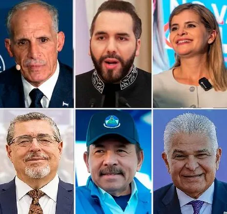 Seis retratos de figuras profesionales. Hombres y una mujer, algunos con trajes, otros con vestimenta más casual. Varios llevan micrófonos de solapa.