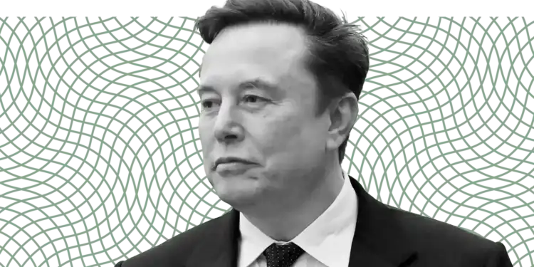 Primer plano en blanco y negro de un empresario con traje y corbata sobre un fondo con patrón geométrico.