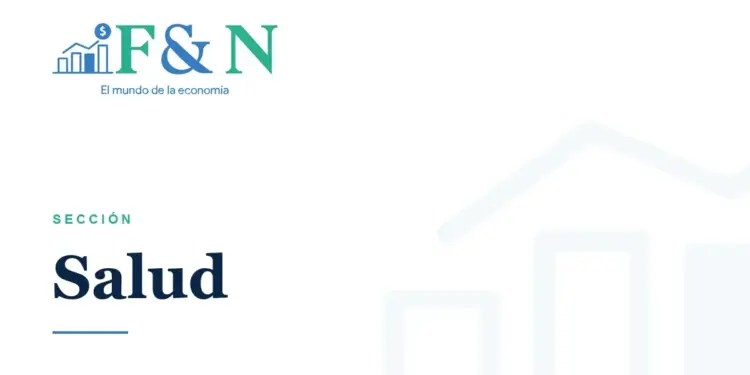 Logo de Finanzas y Negocios con gráfico de barras y signo de dólar. Título 'SECCIÓN Salud' en fondo blanco con gráficos tenues.