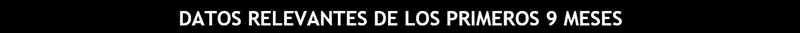 Texto en blanco sobre fondo negro que dice Datos Relevantes de los Primeros 9 Meses