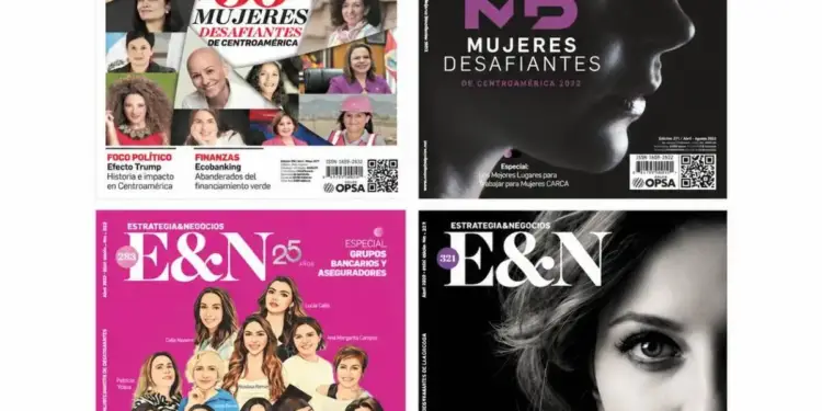 Cuatro portadas de la revista E&N enfocadas en el especial de mujeres desafiantes de negocios y liderazgo.