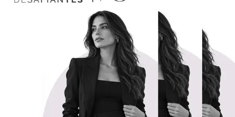 Mujer profesional en traje negro con cabello largo, mirando a la izquierda. Logo 'MD Mujeres Desafiantes 10ª Edición'.