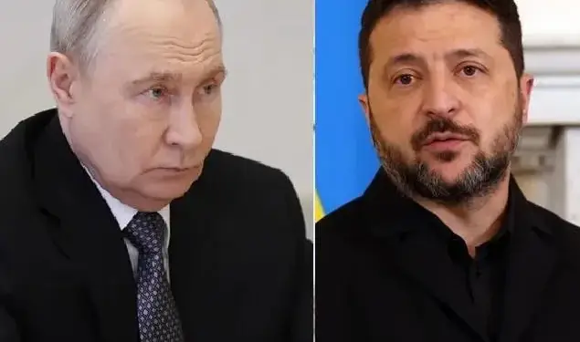 Imagen dividida que muestra los rostros serios de dos líderes políticos en un contexto de tensiones internacionales.